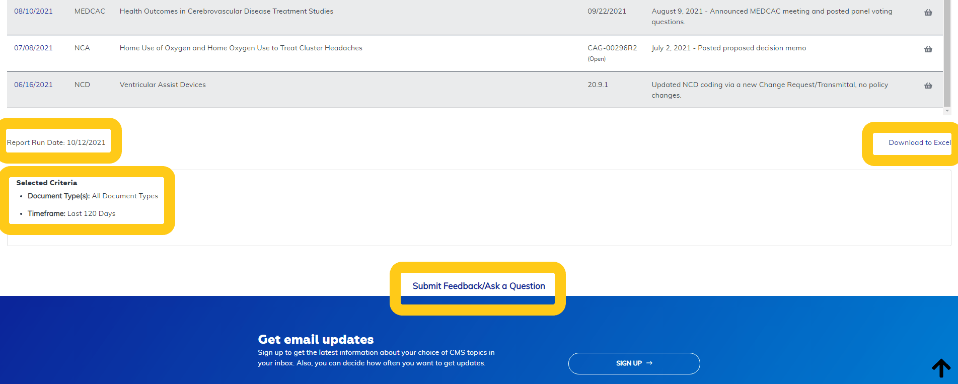 National Coverage What's New Report additional features at the bottom highlighted